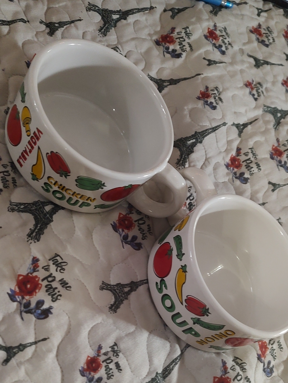 Tomato Soup/☕- White with Red & Green Vegetable Design